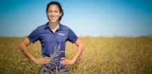 Person standing in wheat field