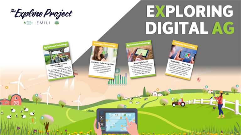 Explore Digital Agriculture Presentation graphic with agricultural graphics