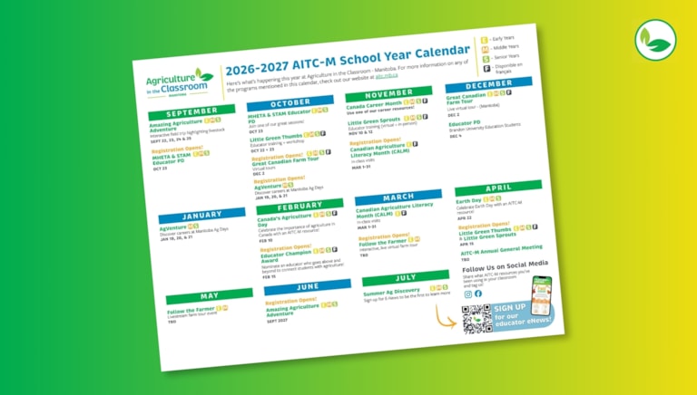 School calendar on green and yellow gradient background