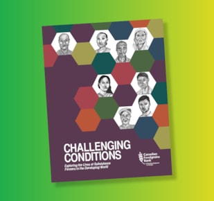 Challenging Conditions teacher guide cover on green and yellow gradient background