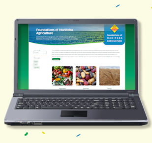 Foundations of Manitoba Agriculture Virtual Resource on laptop screen
