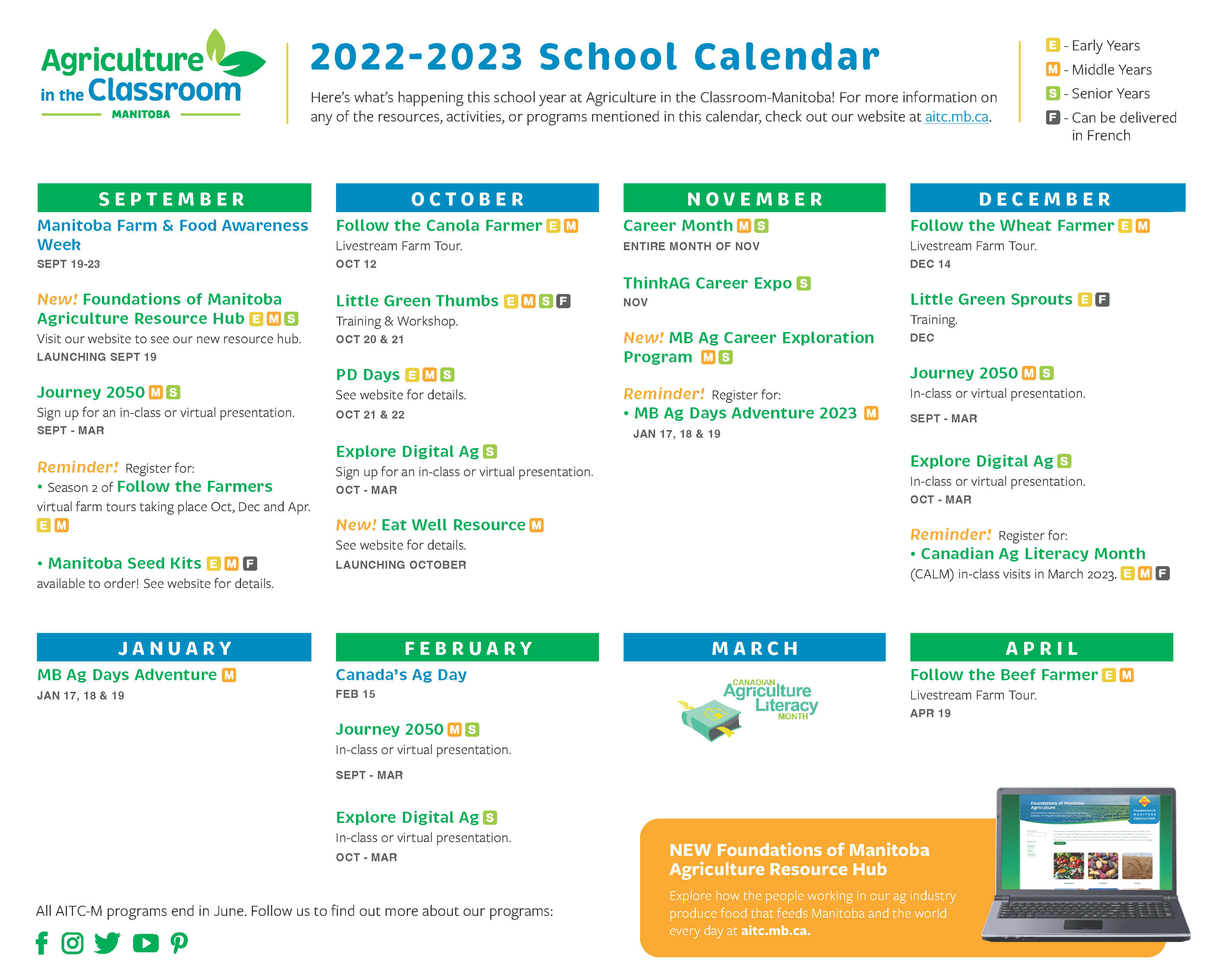 Agriculture in the Classroom Manitoba > 202223 School Calendar