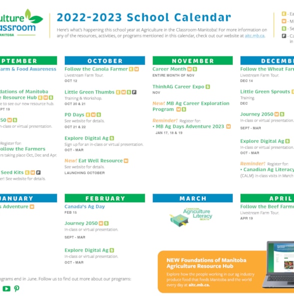 Agriculture in the Classroom Manitoba > 202223 School Calendar