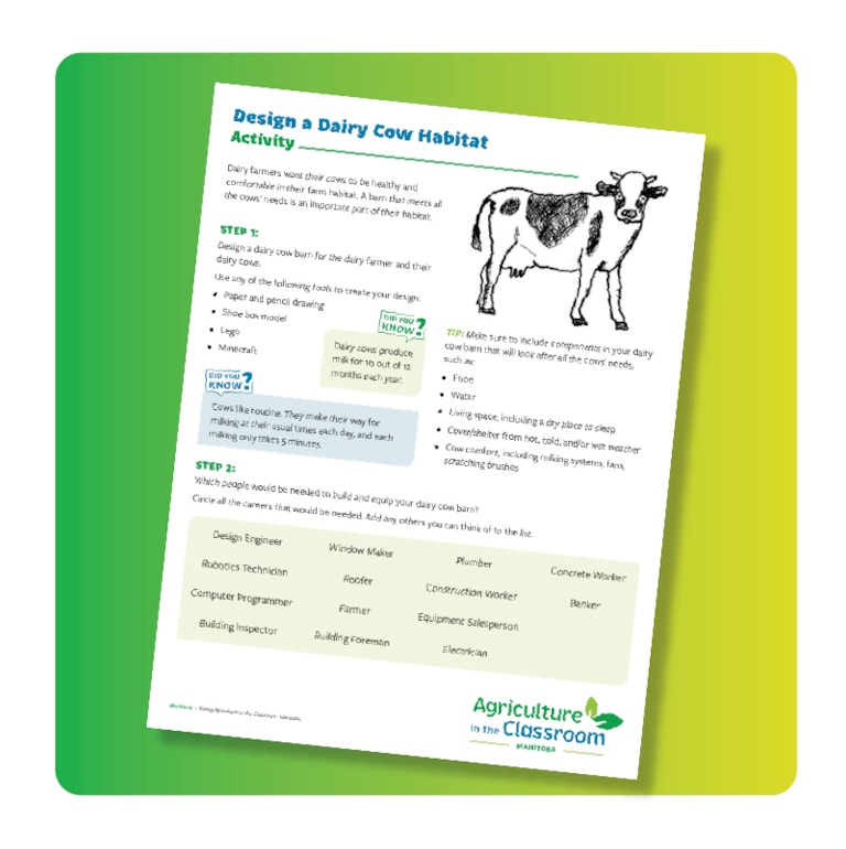 Cover page of Design a Dairy Cow Habitat activity