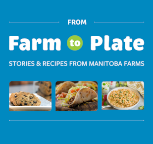 Farm to Plate text with images of cookies, tacos and rice bowl