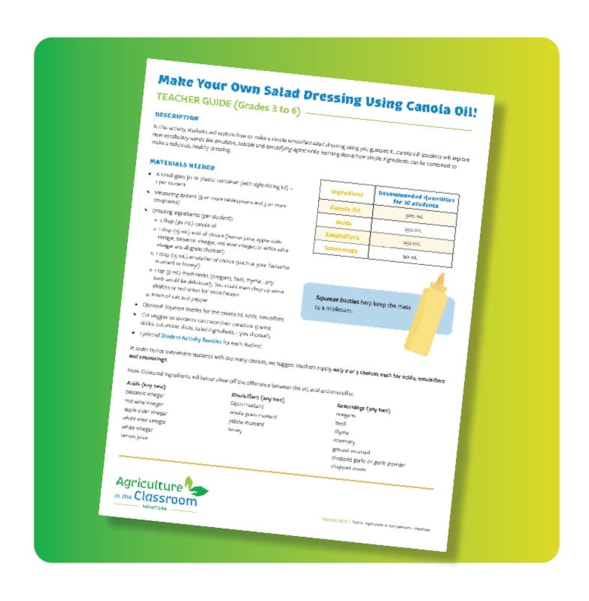 Agriculture in the Classroom Manitoba > Make Your Own Salad Dressing