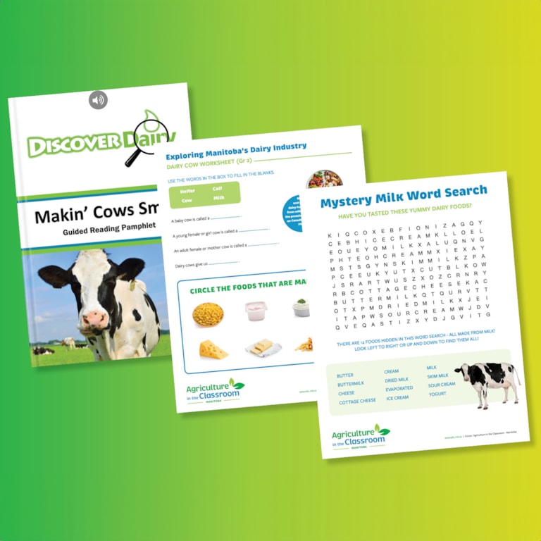 Got Milk activity sheets in array on green and white background