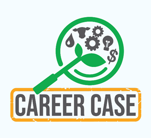 Career Case logo with magnifyig glass and agriculture graphics