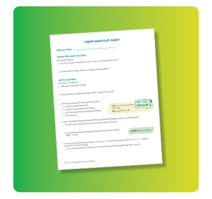 Worksheet superimposed on a green and yellow gradient background